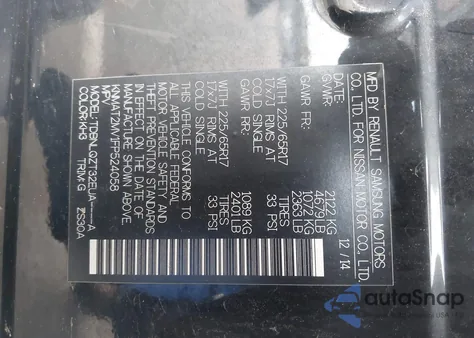 2015 Nissan Rogue Sv z USA, uszkodzony, nr VIN KNMAT2MV1FP524058